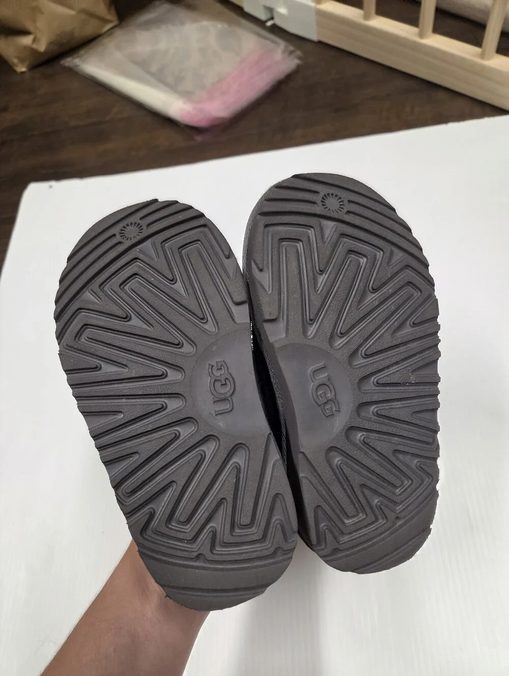 UGG Kids Tasman II Charcoal Grey Suede Slippers Size 9 T Toddler